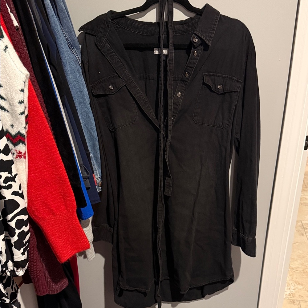 Black Button-Up Shirt Dress size large universal thread